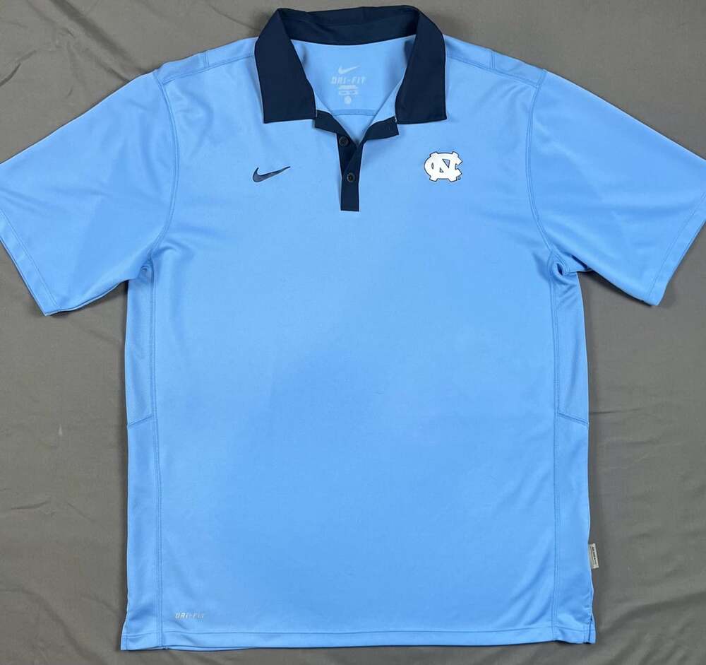 Nike Dri-FIT North Carolina Tar Heels UNC Polo Shirt Light Blue Navy Men's